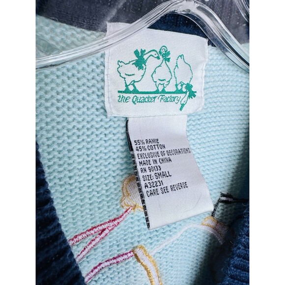 Quacker Factory Cardigan Sweater Snowmen Christmas Small Hidden Button 1990s - Picture 5 of 8